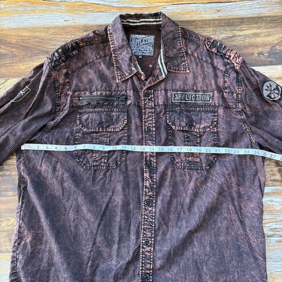 Affliction Shirt Men 3XL Acid Wash Embroidered - Picture 9 of 12